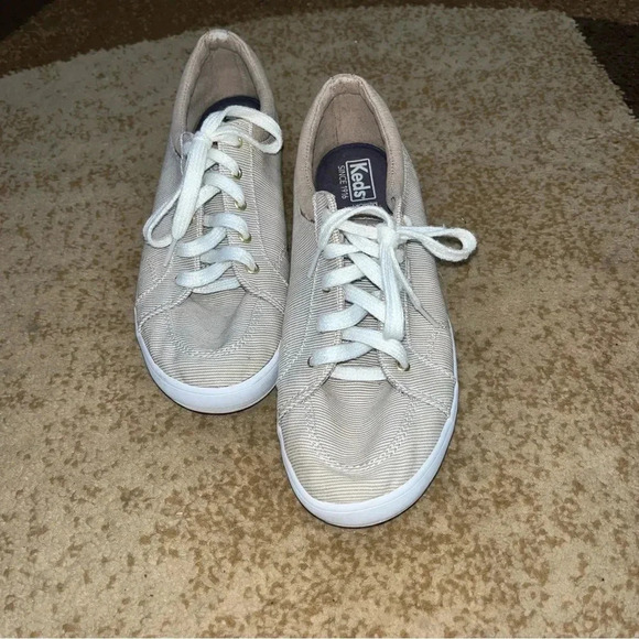 Keds tan and white stripe sneakers - Picture 2 of 8